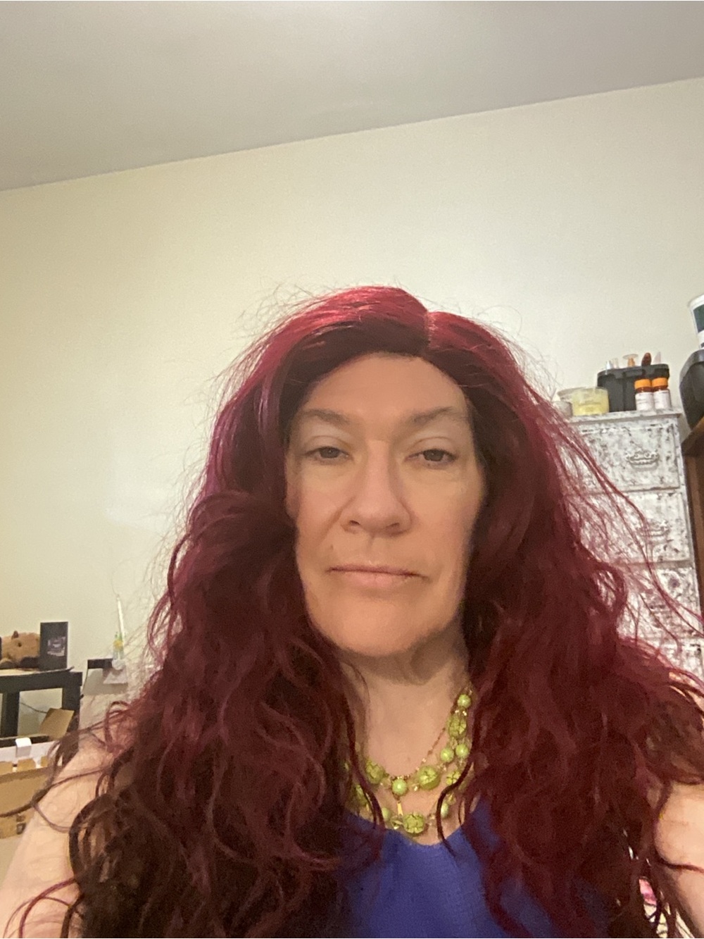 Long Voluminous Curly Wig in Deep Burgundy - Natural Finish